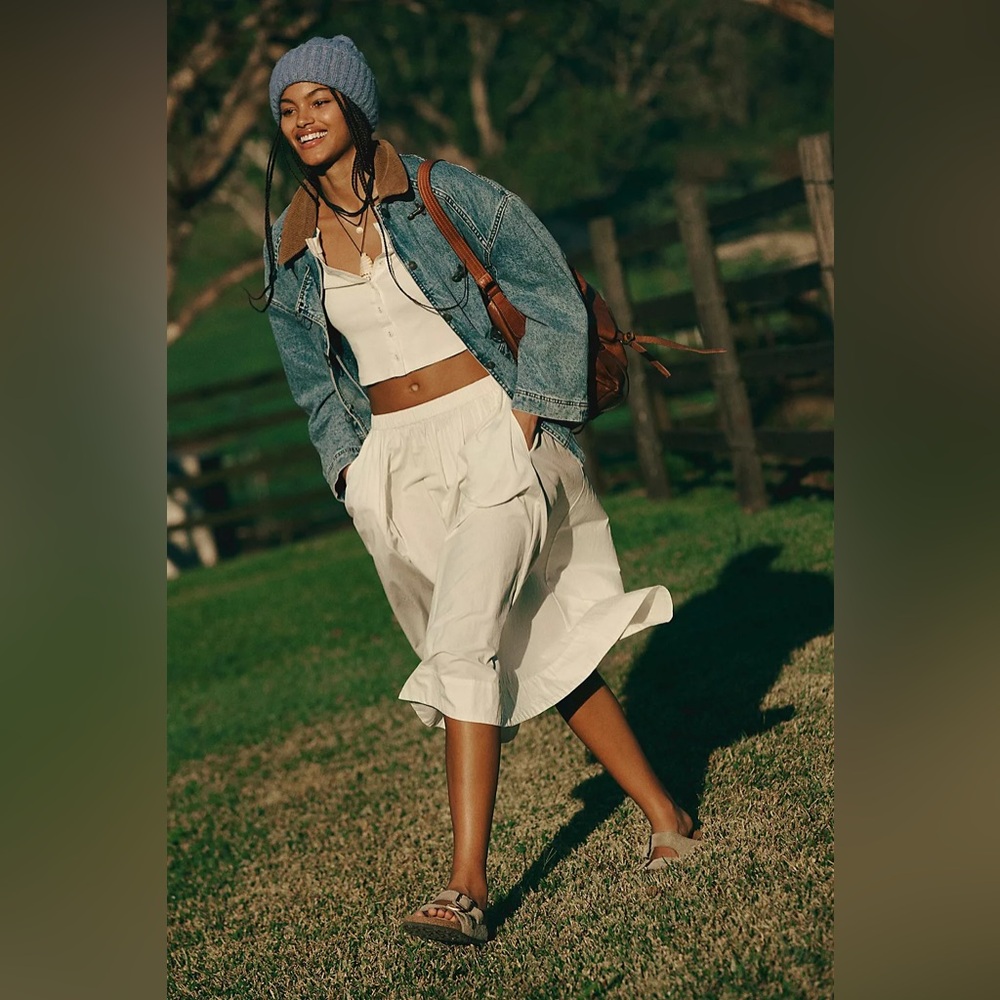 Free People Perfect Tones Set with Midi Skirt and Button Up Cardigan in Ivory - Picture 3 of 12